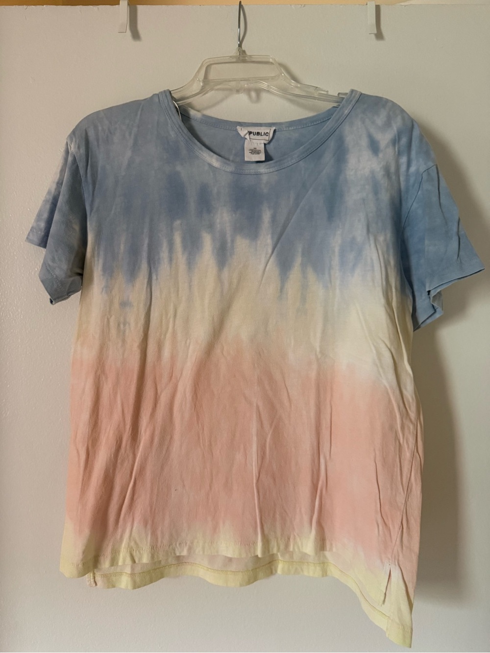 For The Republic Short-Sleeve Tie-Dye Crewneck Tee in Blue, Pink & Cream